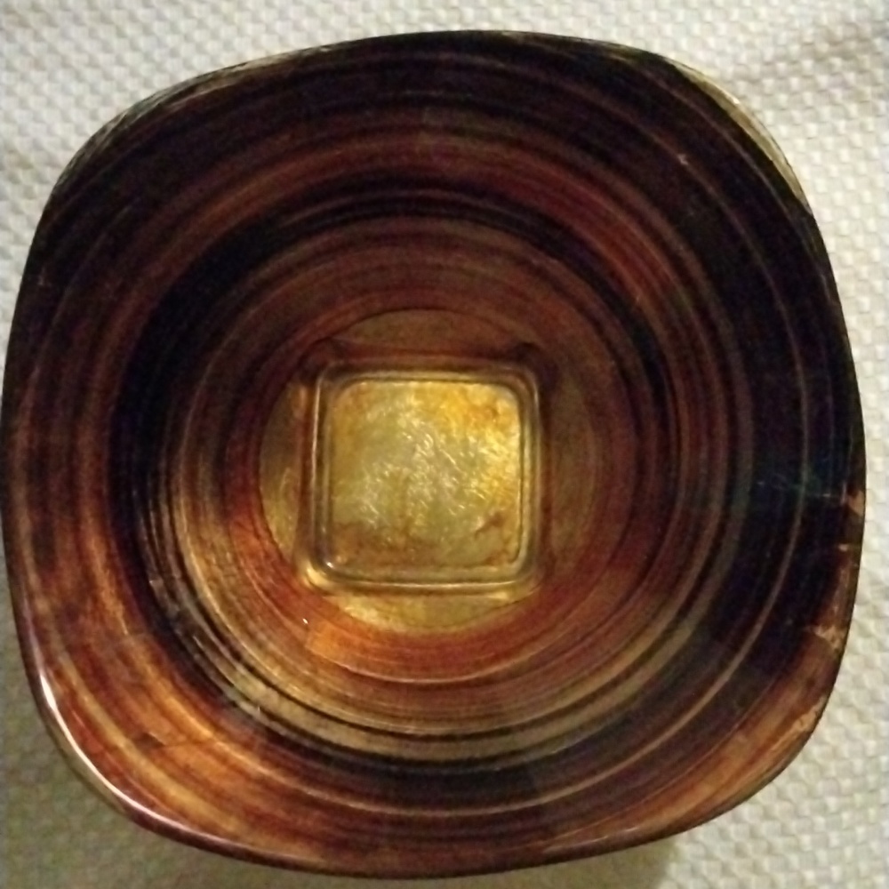 1980s Il Quadrifoglio Glass Bowl - Multi Color Gold-Tone Frosted